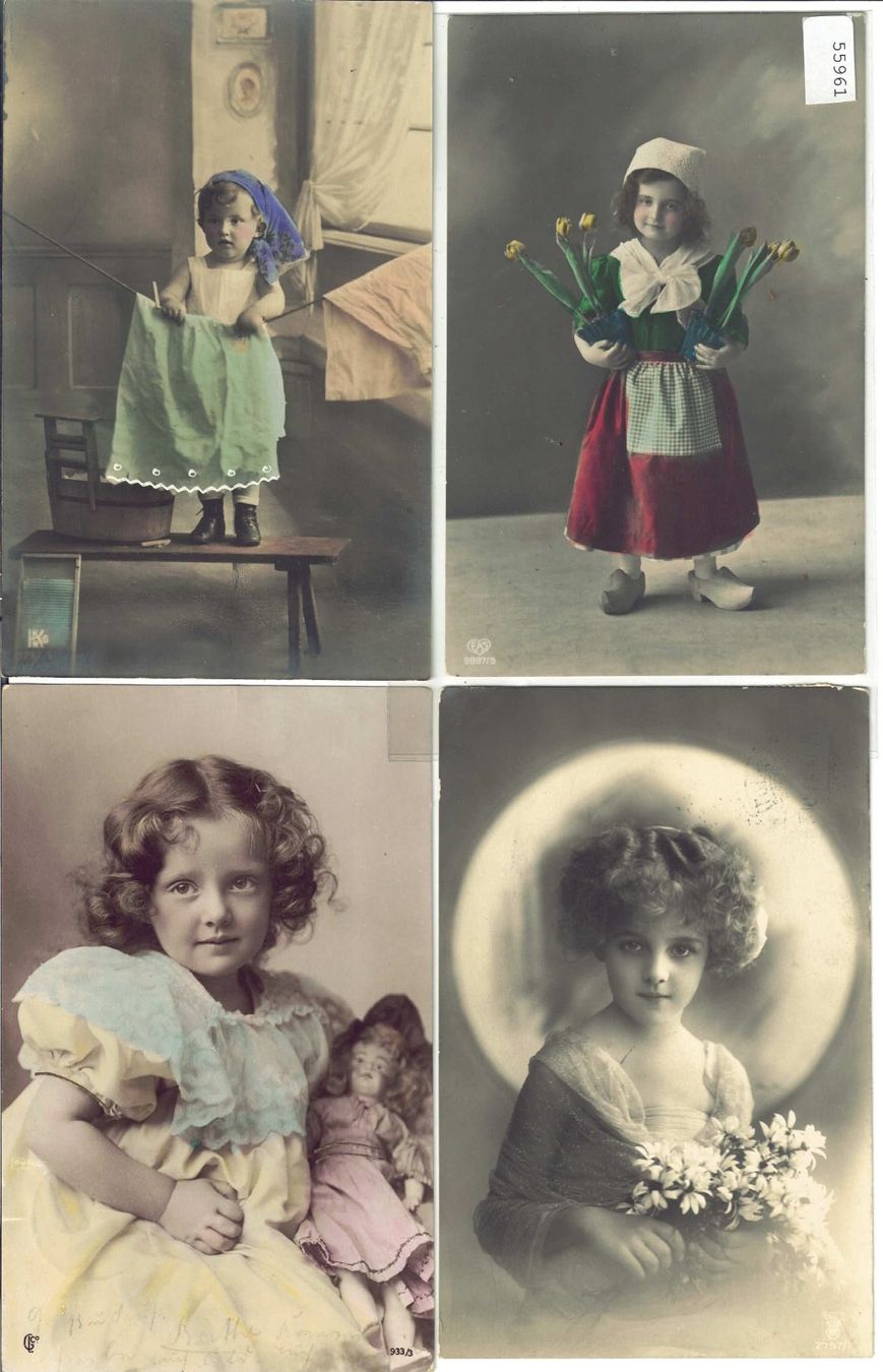 Ansichtskarten: 4 AK - Kleine Mädchen - petites filles – Gebraucht aus Ettingen von Kartenplanet