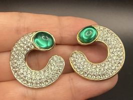 Vintage-Ohrringe Cabouchon Paris – Goldfarben