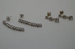 2 paires de boucles d'oreilles argent 925 avec zirkonia