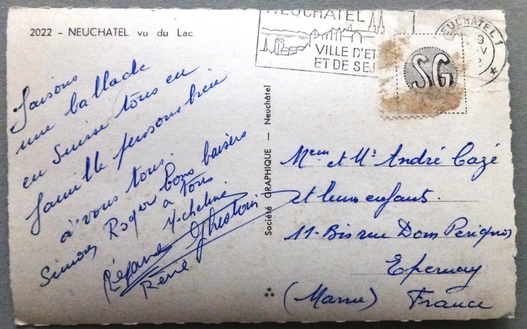 Cartoline postali: Neuchâtel vu du Lac – Difettoso da Fétigny venduto da Billy2miny 1