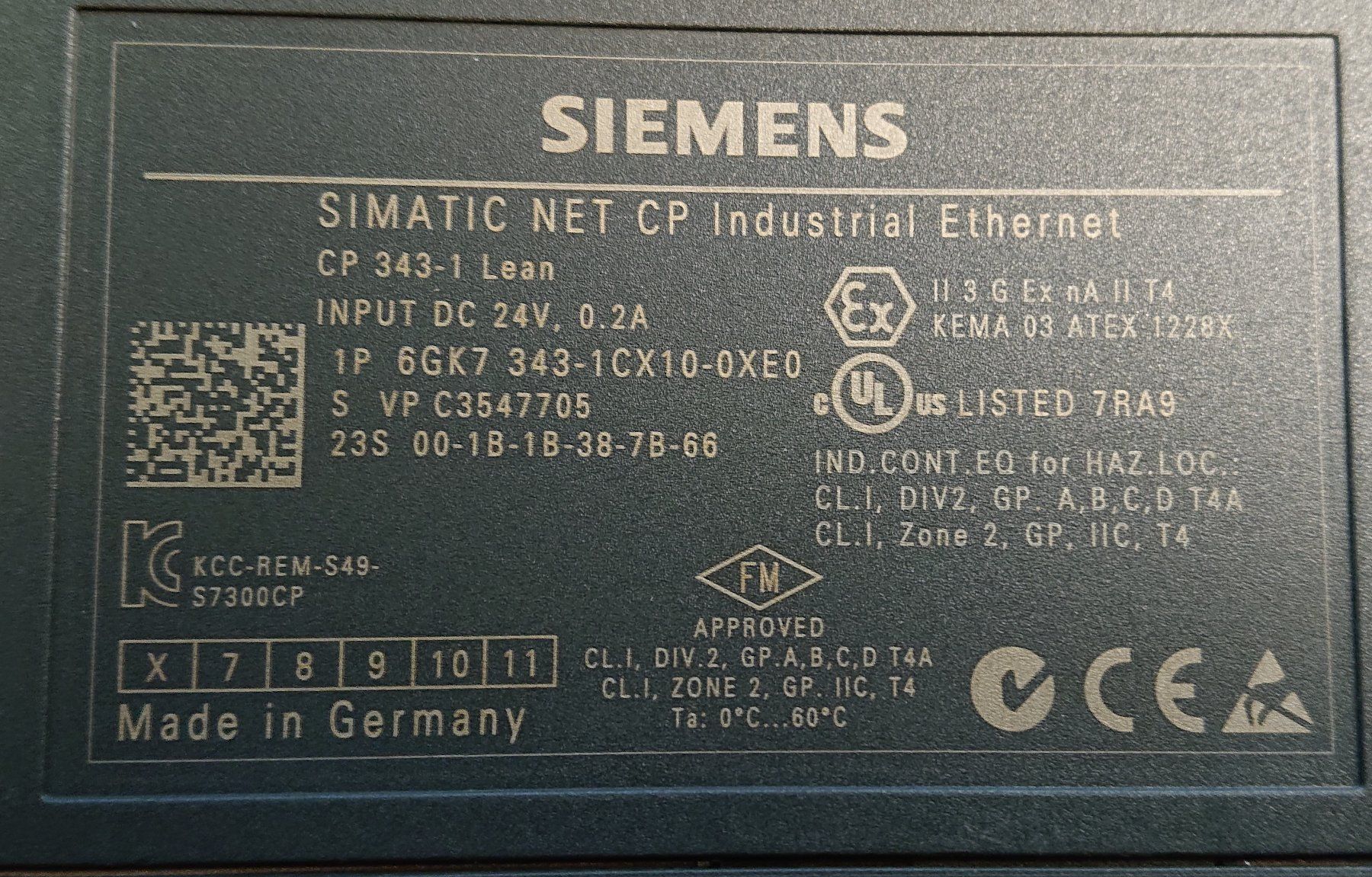 Siemens Sonstige Elektronik: Siemens Simatic NET CP 343-1 Lean – Gebraucht aus Minusio von  1