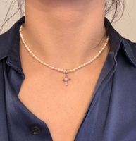 echtPerle Halskette mit Kreuz Silber wie neu