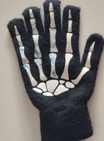 Skelett Handschuhe Schwarz Halloween Kostüm Grösse OneSize