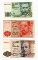 Banknoten Spanien, 1000 + 2000 + 5000 Pesetas
