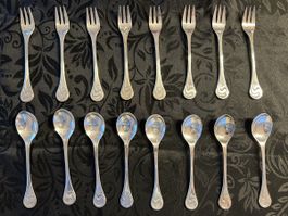 8 Rosenthal Silber Kaffeelöffel + 8 Kuchengabeln
