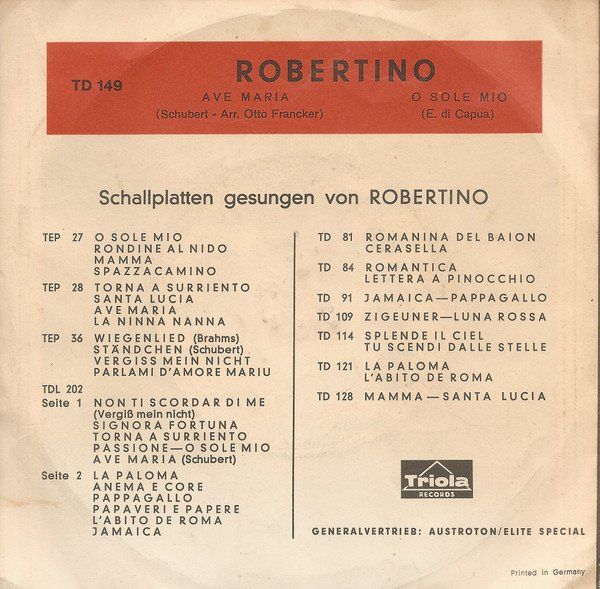 Dischi in vinile: Robertino Ave Maria CH Pressung Single – Nuovo (secondo la descrizione) da Hellikon venduto da Jogi73 1