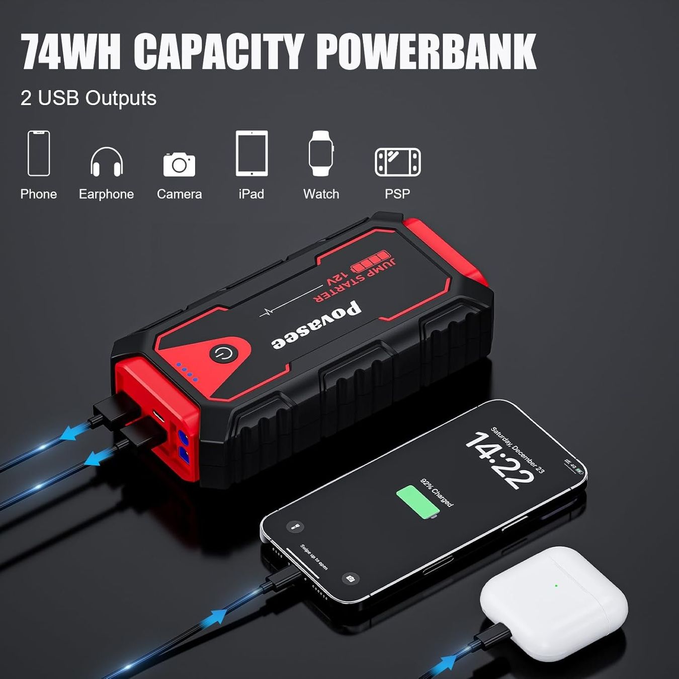Caricabatterie: Auto Starthilfe Powerbank 5000A Jump Starter 12V Akku – Nuovo e nell'imballaggio originale da Neuhausen venduto da apo_zn9s 3