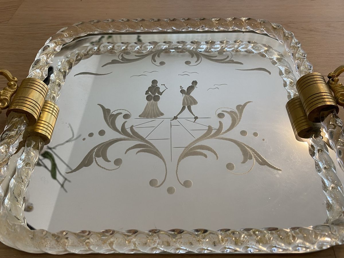 Murano Bicchieri: Italienisches Serviertablett aus Muranoglas – Usato da Galgenen venduto da Testus 5