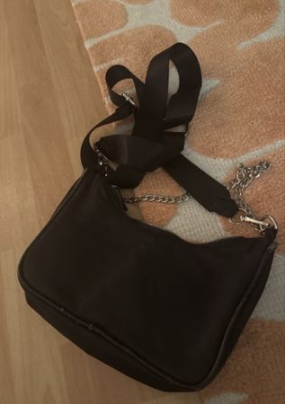Schultertasche Nylon schwarz