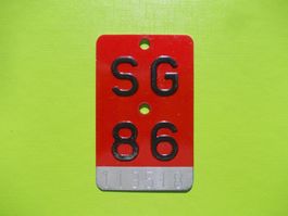 Velonummer / Fahrradnummer SG 86 ... zum 40. Geburtstag !