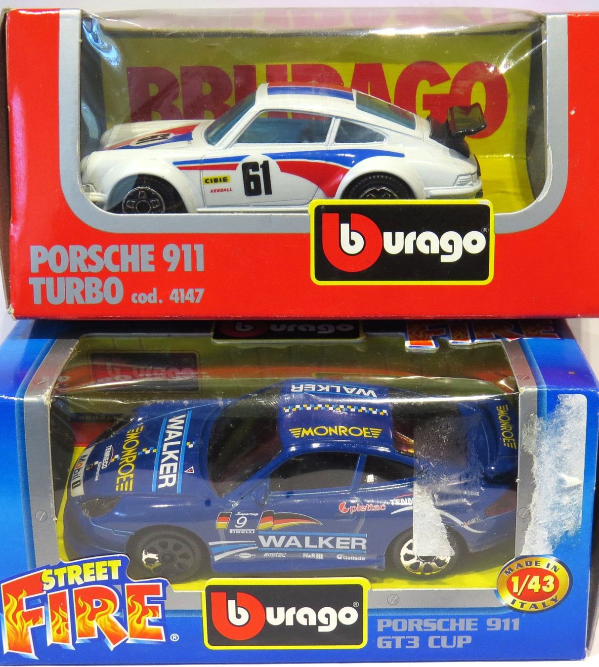 Porsche Modellini d'auto: 2 x 1:43 Porsche 911 – Nuovo e nell'imballaggio originale da Ettingen venduto da Burago 1
