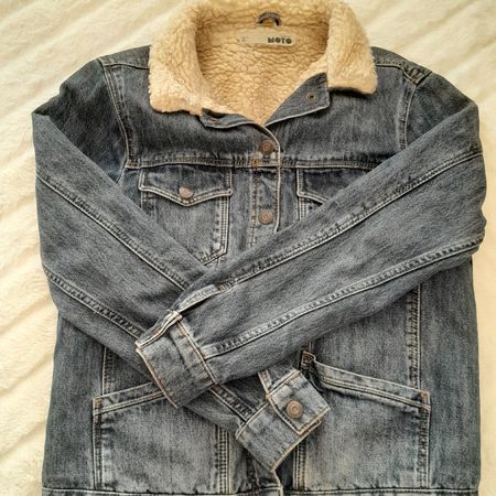 Veste en jean Topshop Moto doublée en mouton, taille 36
