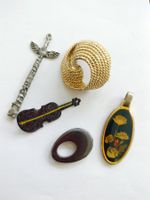 Bijoux , hématite, broche vintage fantaisie, pendentif email