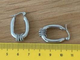 Luxus Elegante Creolen Edelstahl Ohrstecker Farbe Silber