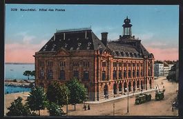 Neuchâtel, Strassenbahn vor Hotel des P