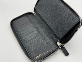 Bally Portemonnaie Leder Schwarz Reissverschluss