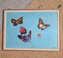 Quadro con farfalle dipinto a mano condizioni medie