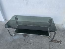 Mid Century Space Age 70er Jahre Couch Tisch Rquchglas