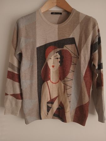 DiKA sweater with metallic abstract art design Size M