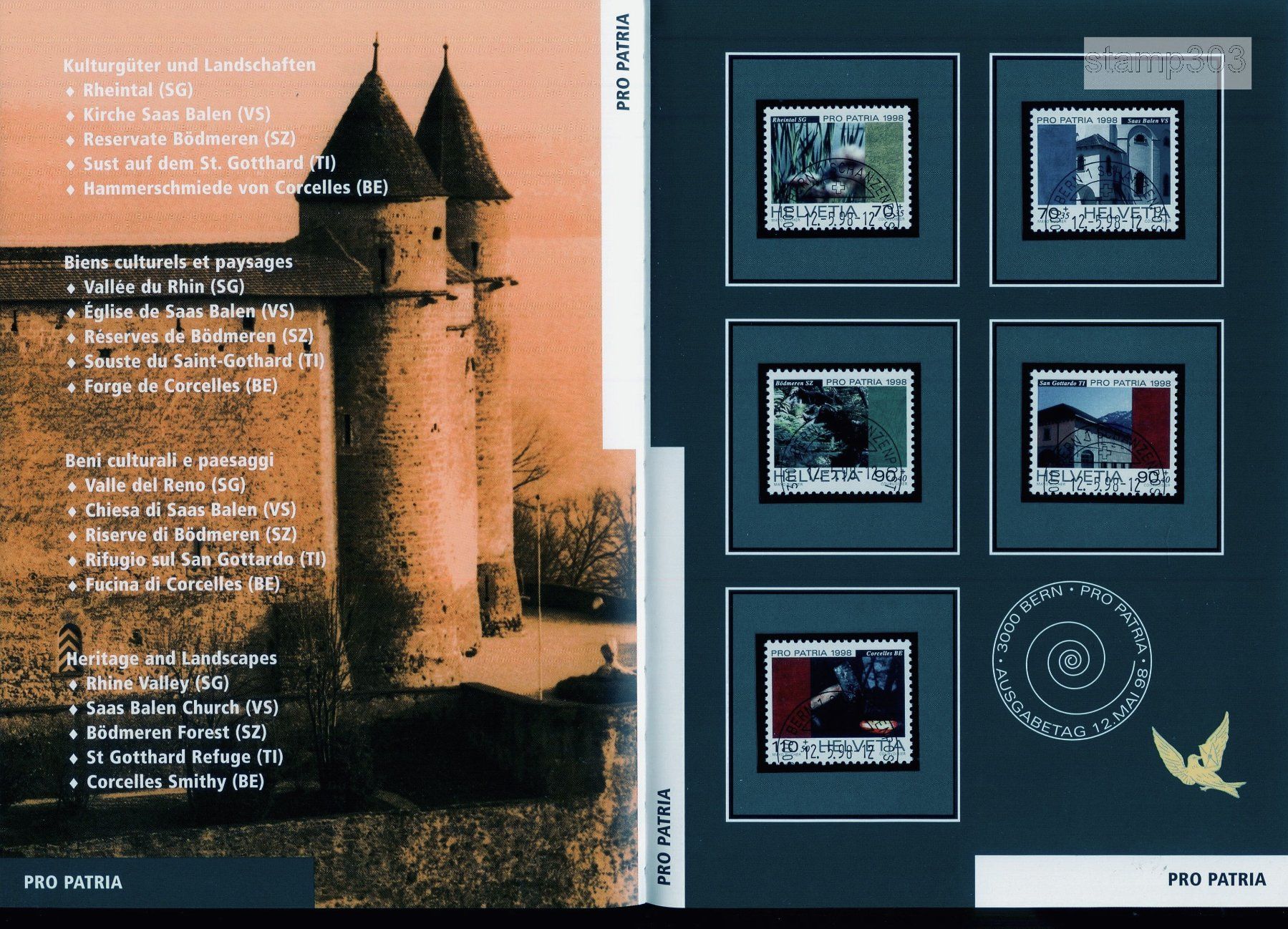 Tutti i francobolli: 1998 Jahrbuch Ersttagsstempel – Usato da Eggersriet venduto da stamp303 1