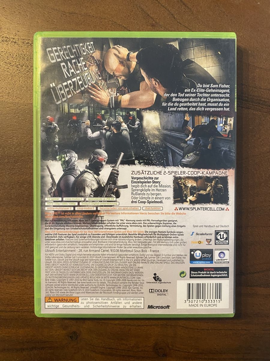 Microsoft Giochi: Tom Clancy's Splinter Cell Conviction für Xbox 360 – Usato da Thunstetten venduto da Virus_33 2