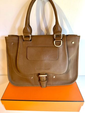 Sac LONGCHAMP modèle "Balzane" - taupe - Comme Neuf!