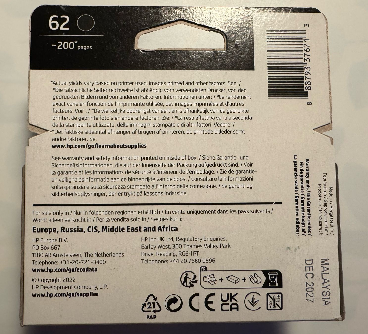 Hewlett Packard Druckerpatronen & Toner: Original HP Tintenpatrone – Neu und originalverpackt aus Walchwil von Ser_y8w5 1