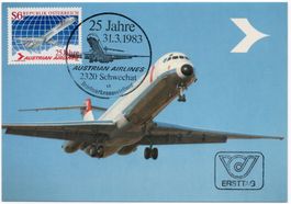 Sonderpostkarte 25 Jahre Austrian airlines
