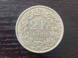 1 x 2 Franken Schweiz 1959 – zirkuliert