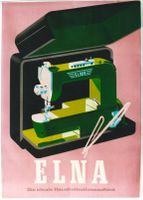 ELNA MOBILE KOFFER NAEHMASCHINE 1944 Original Plakat