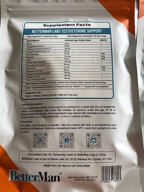 Cibi & Specialità: 3 pack BetterMan natural TESTOSTERONE supplement COMPLEMENTS – Usato da Reinach BL venduto da baselnichtweit 4