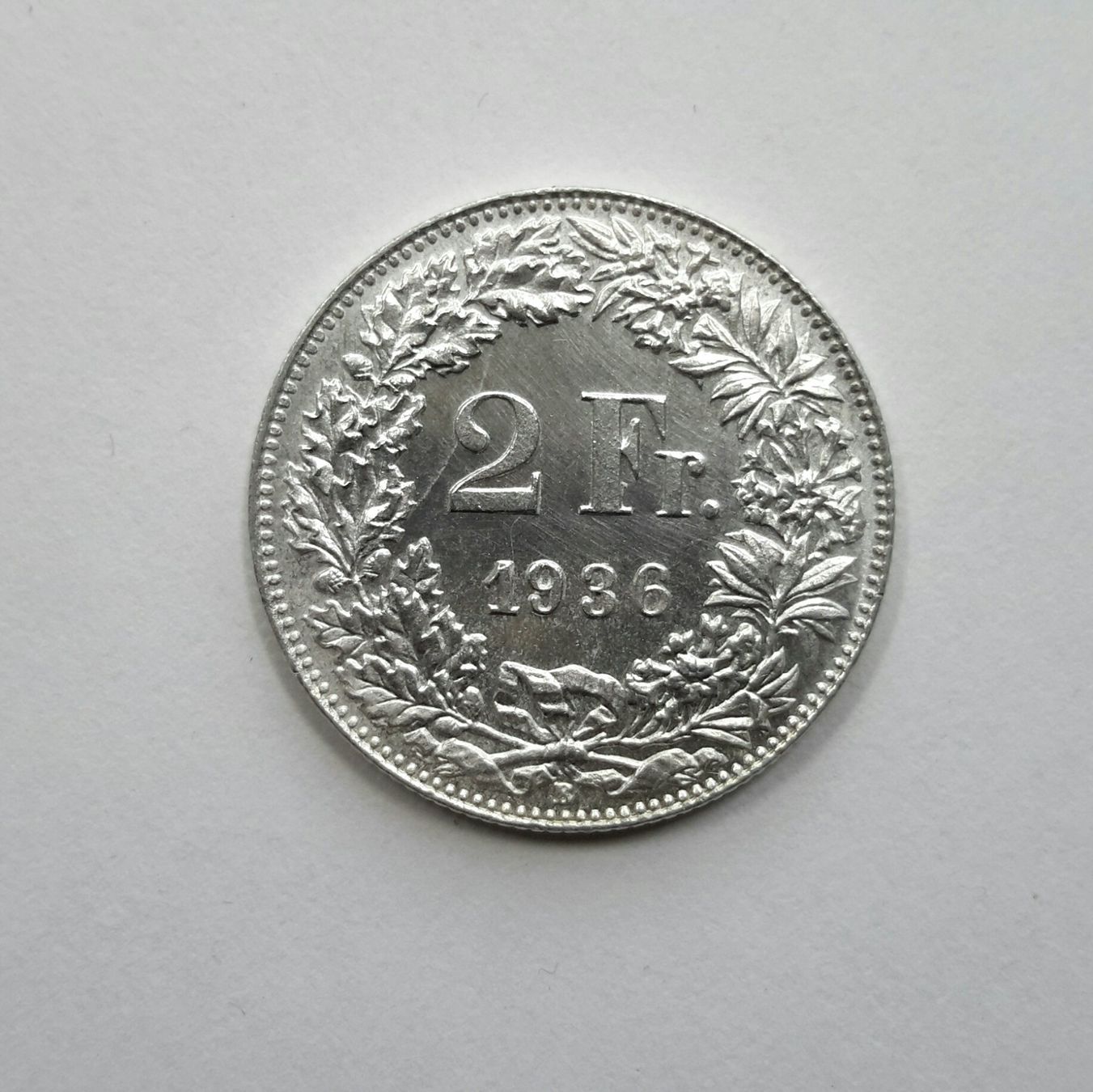 Alle Münzen: 2 Franken , 1936 , Silber , unzirkuliert . – Neu (gemäss Beschreibung) aus Burgdorf von Olli.34