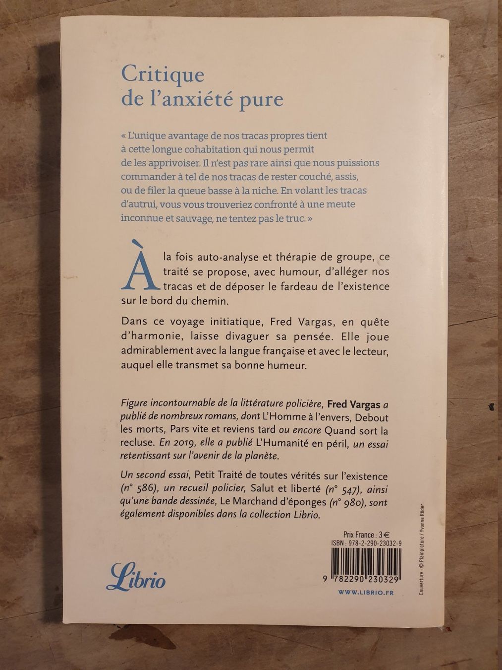 Bücher: Critique de lanxiété pure Fred Vargas Libro – Gebraucht aus Zürich von loosebone 1
