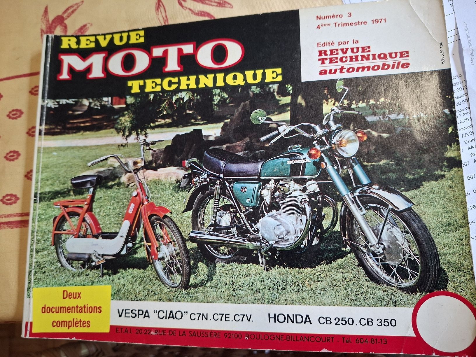 Honda Alle Motorradersatzteile: Vespa piaggio C7N C7E C7V Honda CB 250cc et 350cc 1971 – Gebraucht aus lausanne von Nicolier0