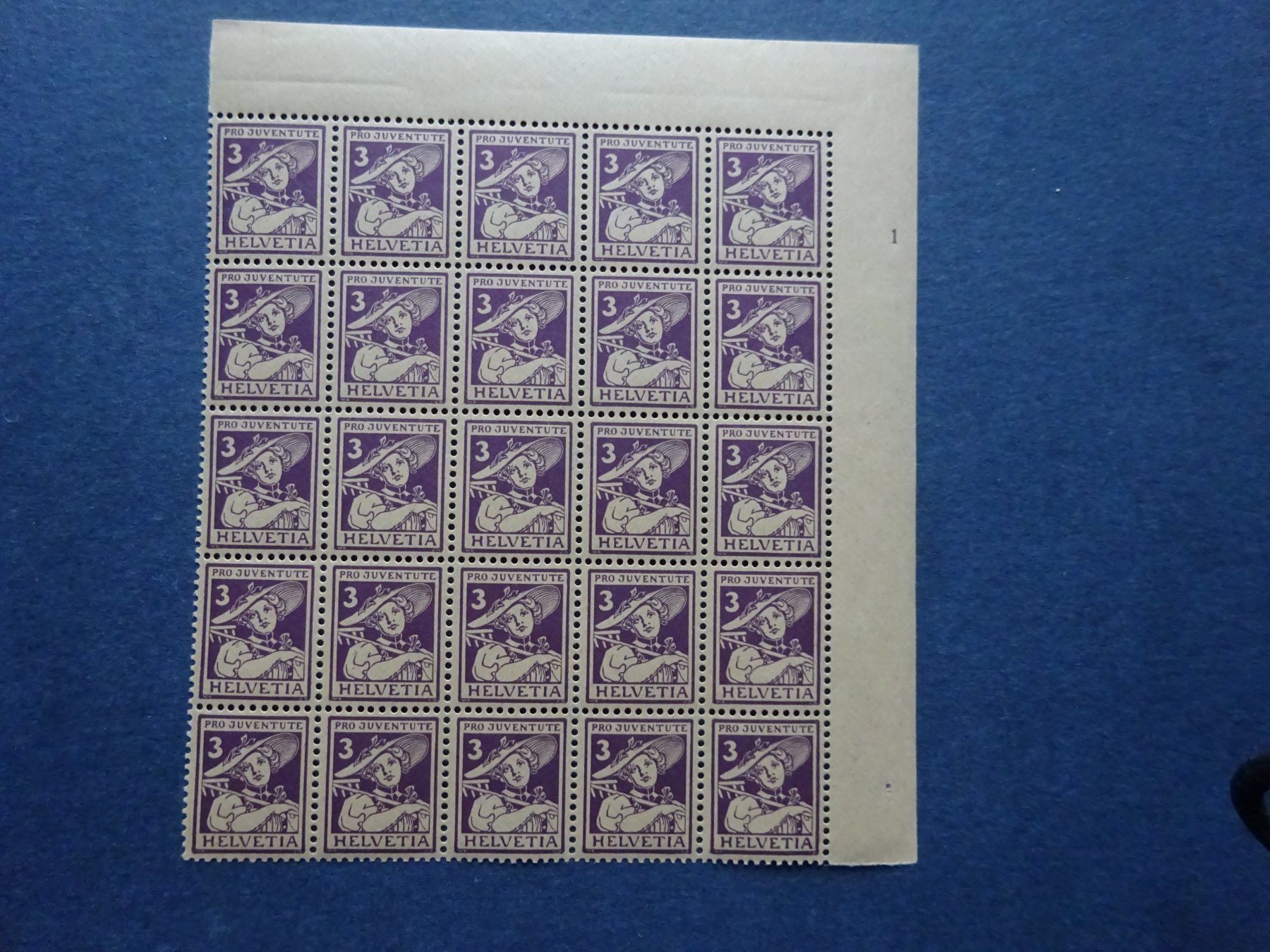 Alle Briefmarken: 1916 Pro Juventute im 25er Block postfrisch** – Gebraucht aus Appenzell-Steinegg von adi1975 1
