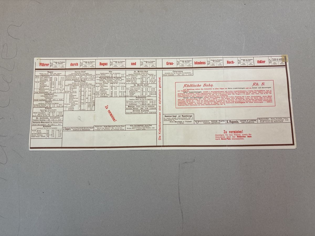 Documenti: Original RhB Fahrplan von 1895/96 – Usato da Chur venduto da Diversico2010 3