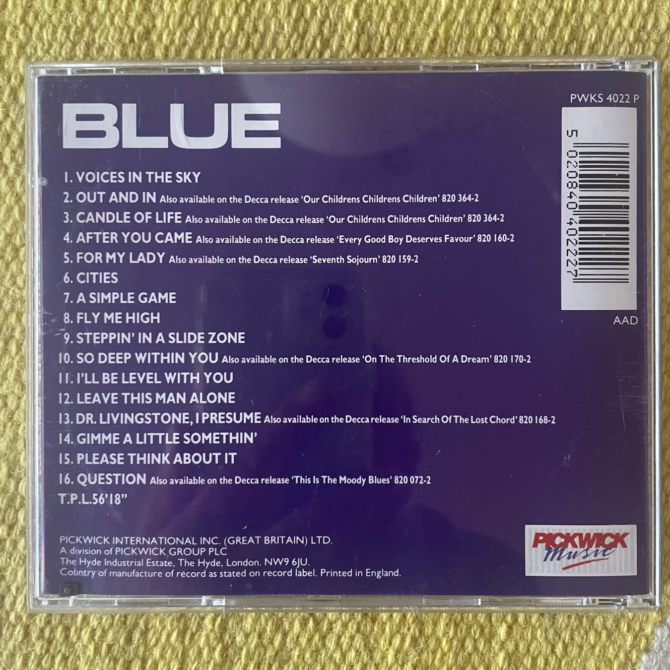 CD: MOODY BLUES-BLUE – Usato da Rorschacherberg venduto da CD-Roli 1