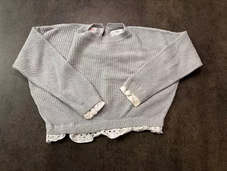 MNG Kids Pullover grau mit Spitzenbesatz Grösse 92