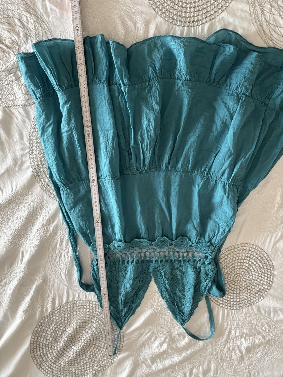 Robes: Kleid Petrol Grösse 36 Baumwolle mit Spitze – D'occasion à Salenstein par Silly...0 7