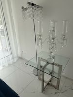 Stehlampe und Kerzenhalter mit Kristallen