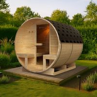 Outdoor Fasssauna PALERMO220 mit Bänken + Ofen (8kW) - 220cm