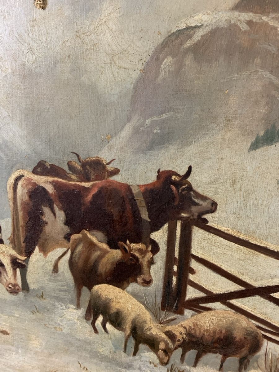 Gemälde: Kühe auf der Alp 19.JH – Defekt aus Wolfhalden von SecondAntique 2