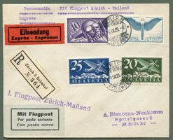 B6) 1925, 1 Flugpostbrief Zürich - Mailand gute Frankatur