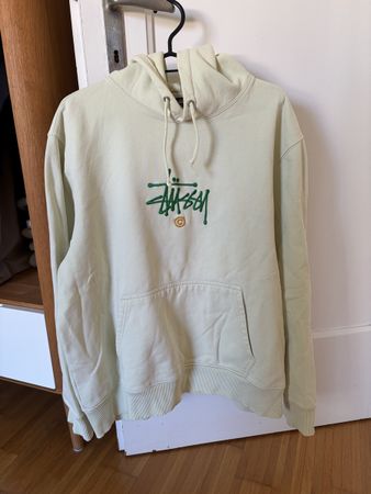 Kapuzenpullover Stüssy beige Logo Stickerei Grösse L