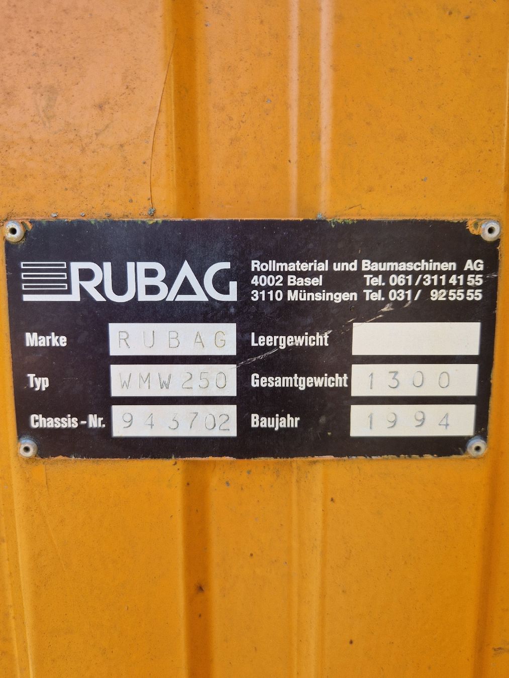 Rubag Rimorchi: RUBAG  WMW 250 – Usato da Sumiswald venduto da ForstCounty 4