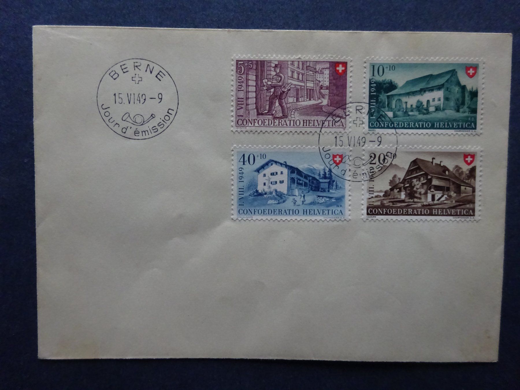 Tutti i francobolli: 1949 Pro Patria FDC BERNE - Adresslos – Usato da Appenzell-Steinegg venduto da adi1975 1