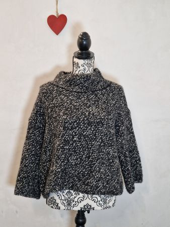 Wolle Pullover schwarz grau meliert luisa cerano XS wie neu!