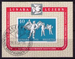 1951_W32_Sonderblock LUNABA_FAHNENSCHWINGER_29.9. Luzern_ET!