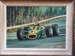 Oel-Bild-Lotus-Jim Clark-Oldtimer F1/Top