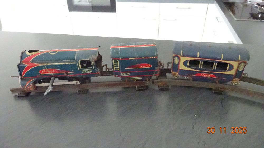 Train Mécanique JOUSTRA SNCF - Années 1950 - Acier/Étain - Vintage - Bon État